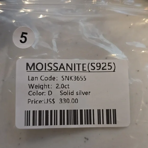 Gold Plated Necklace with Black Moissanite Gem. 2ct - Picture 6 of 6